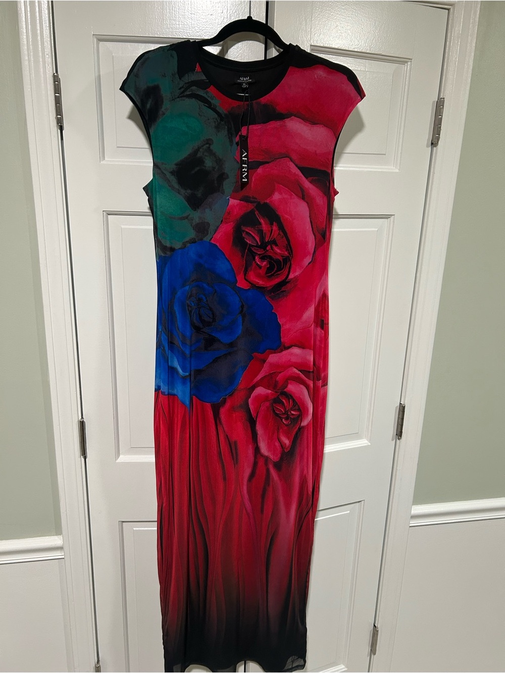AFRM Red, Blue & Green Floral Maxi Dress